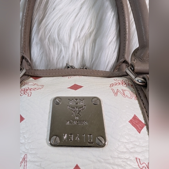 MCM Boston Bag White Pink Beige - Picture 6 of 16